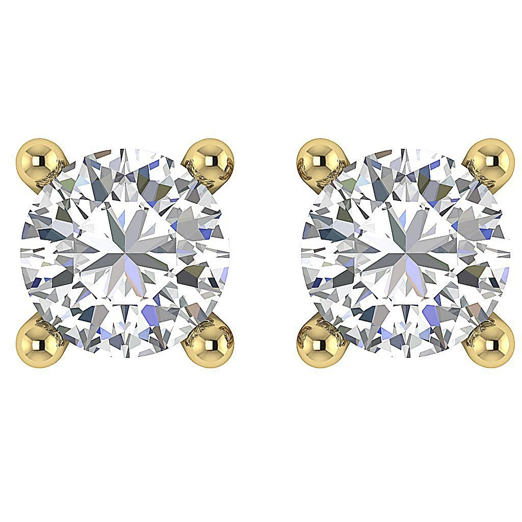 Prong Set Solitaire I1 G 0.60Ct Round Cut Diamond Stud Earring 14K Solid Gold - Image 2