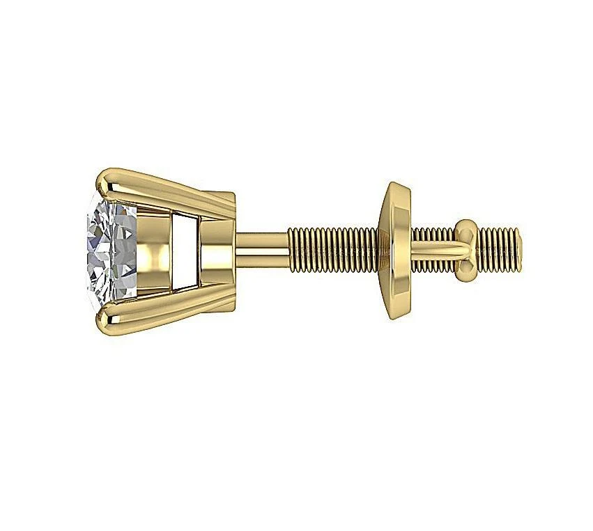 Prong Set Solitaire I1 G 0.60Ct Round Cut Diamond Stud Earring 14K Solid Gold - Image 4