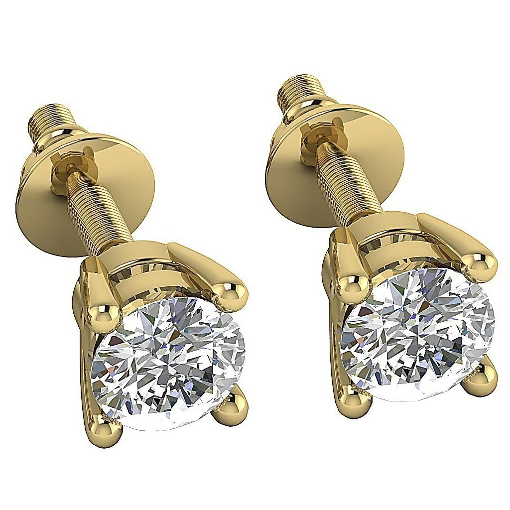 Prong Set Solitaire I1 G 0.60Ct Round Cut Diamond Stud Earring 14K Solid Gold - Image 5