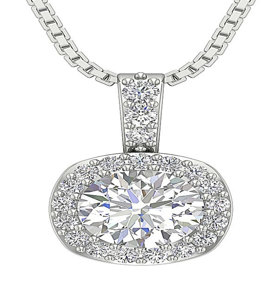 The Bodhi For Women Round Cut Diamond Cushion Halo Cluster Pendant 14K Rose Gold - Image 2