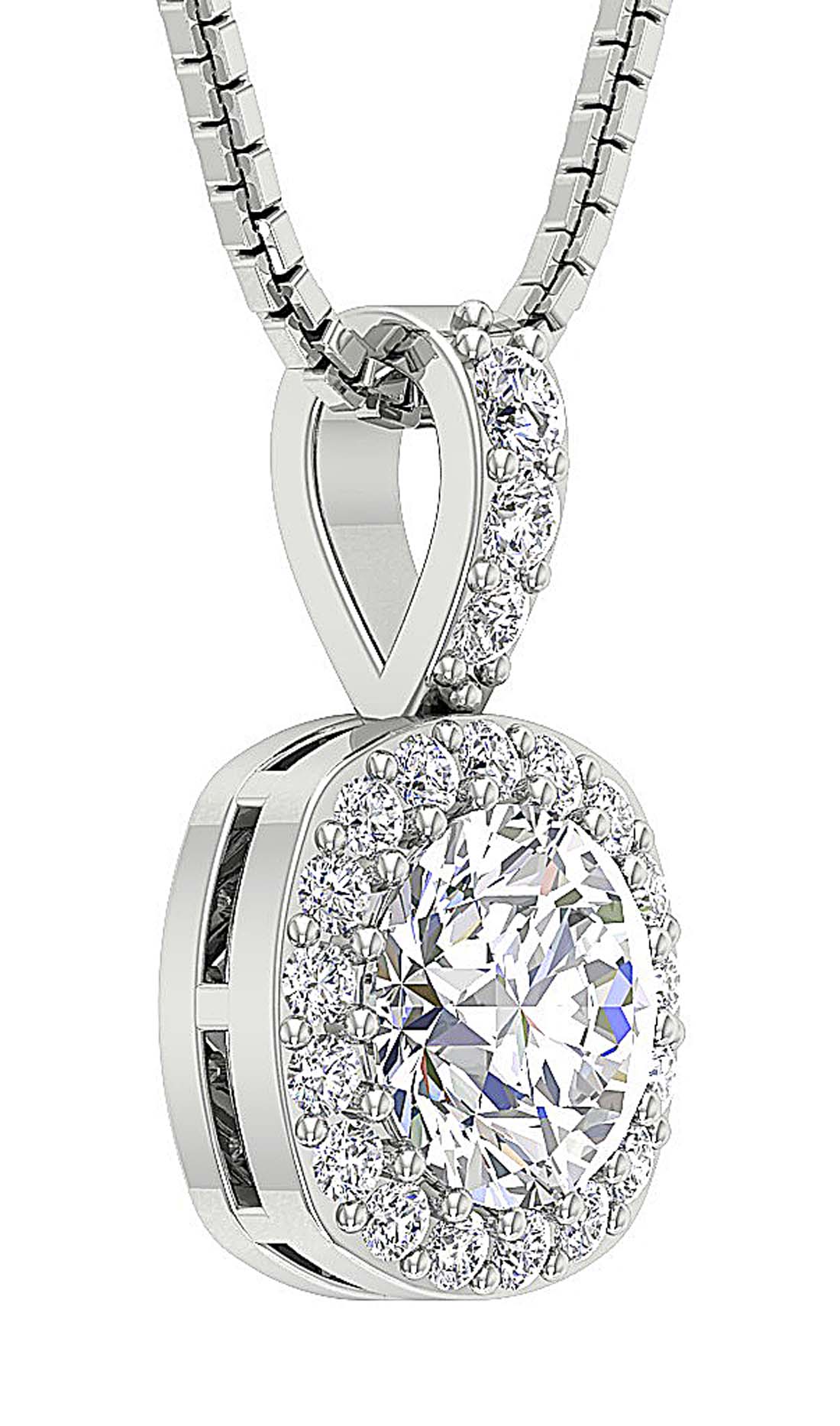 The Bodhi For Women Round Cut Diamond Cushion Halo Cluster Pendant 14K Rose Gold - Image 5