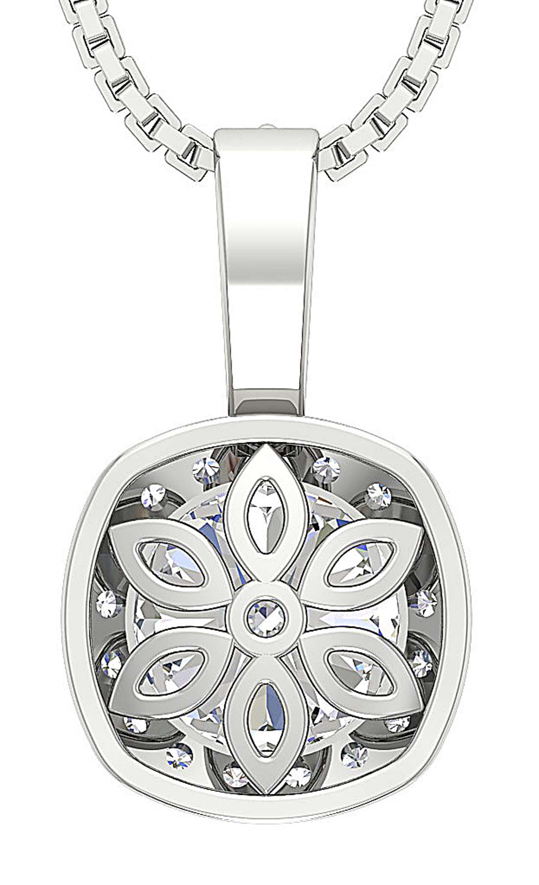 The Bodhi For Women Round Cut Diamond Cushion Halo Cluster Pendant 14K Rose Gold - Image 6