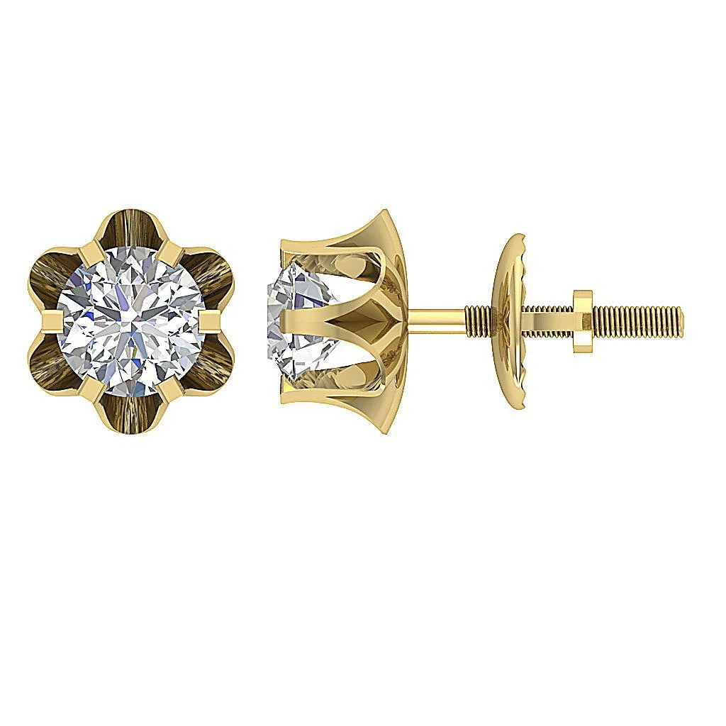 Solitaire Natural Diamond 0.55Ct Stud Earring 14k/18k Solid Gold Six Prong Set - Image 11