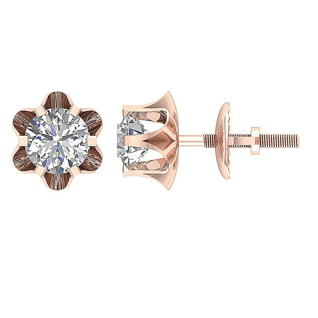 Solitaire Natural Diamond 0.55Ct Stud Earring 14k/18k Solid Gold Six Prong Set - Image 12