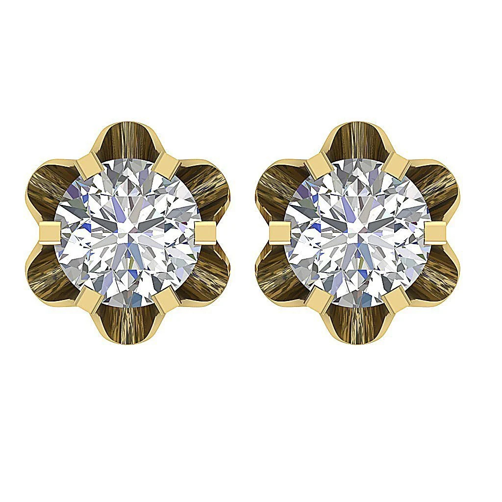 Solitaire Natural Diamond 0.55Ct Stud Earring 14k/18k Solid Gold Six Prong Set - Image 3