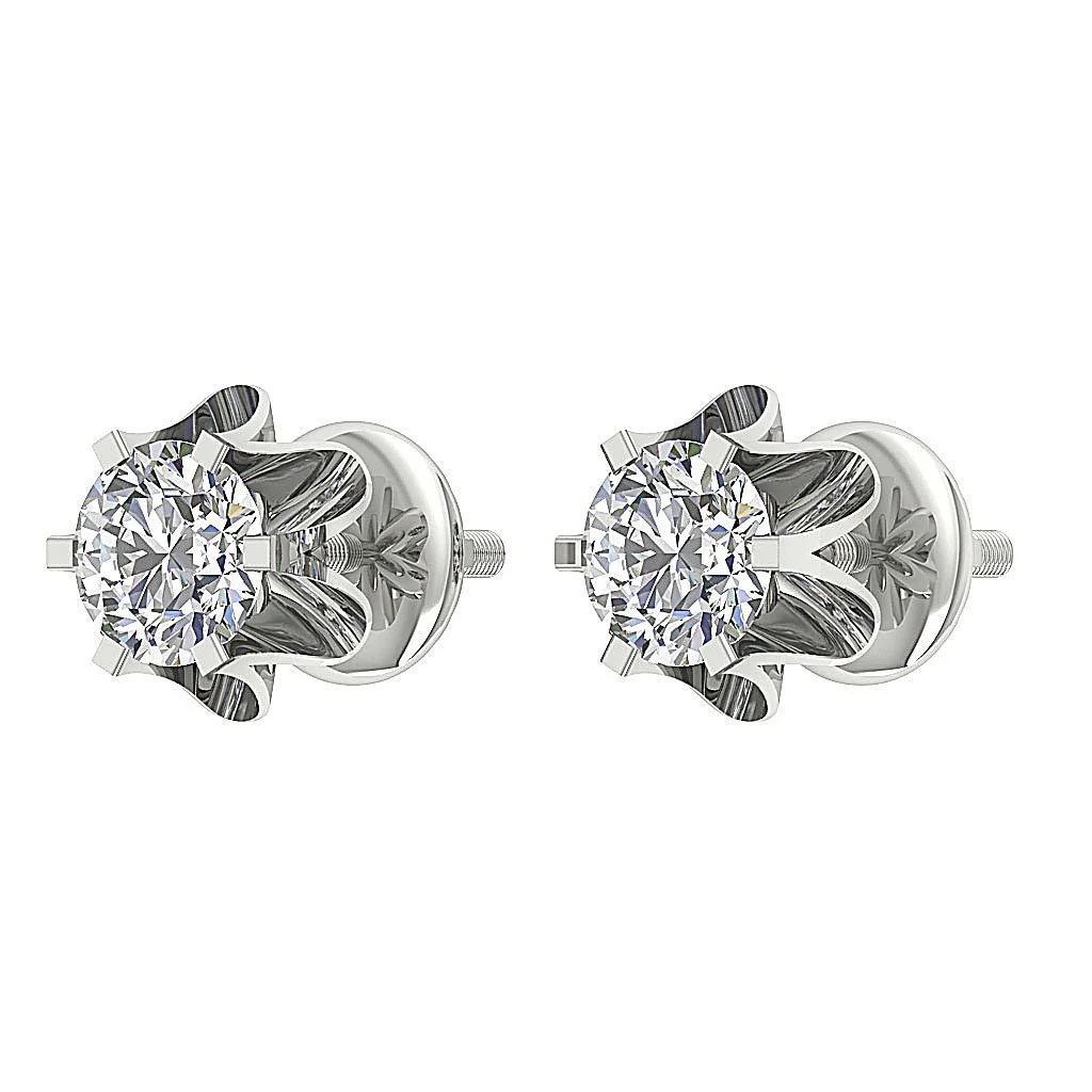 Solitaire Natural Diamond 0.55Ct Stud Earring 14k/18k Solid Gold Six Prong Set - Image 7