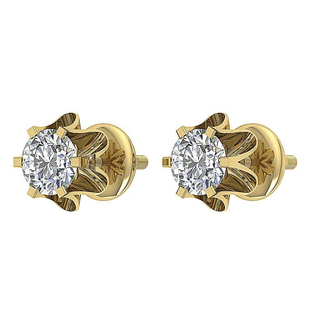 Solitaire Natural Diamond 0.55Ct Stud Earring 14k/18k Solid Gold Six Prong Set - Image 8