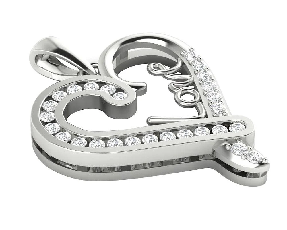 The Bradley 14K White Gold Love Heart Natural Diamond Pendant For Her - Image 4