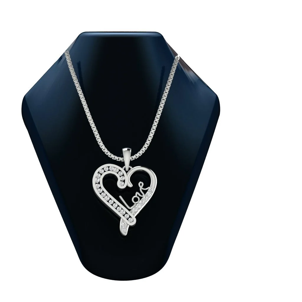 The Bradley 14K White Gold Love Heart Natural Diamond Pendant For Her - Image 7
