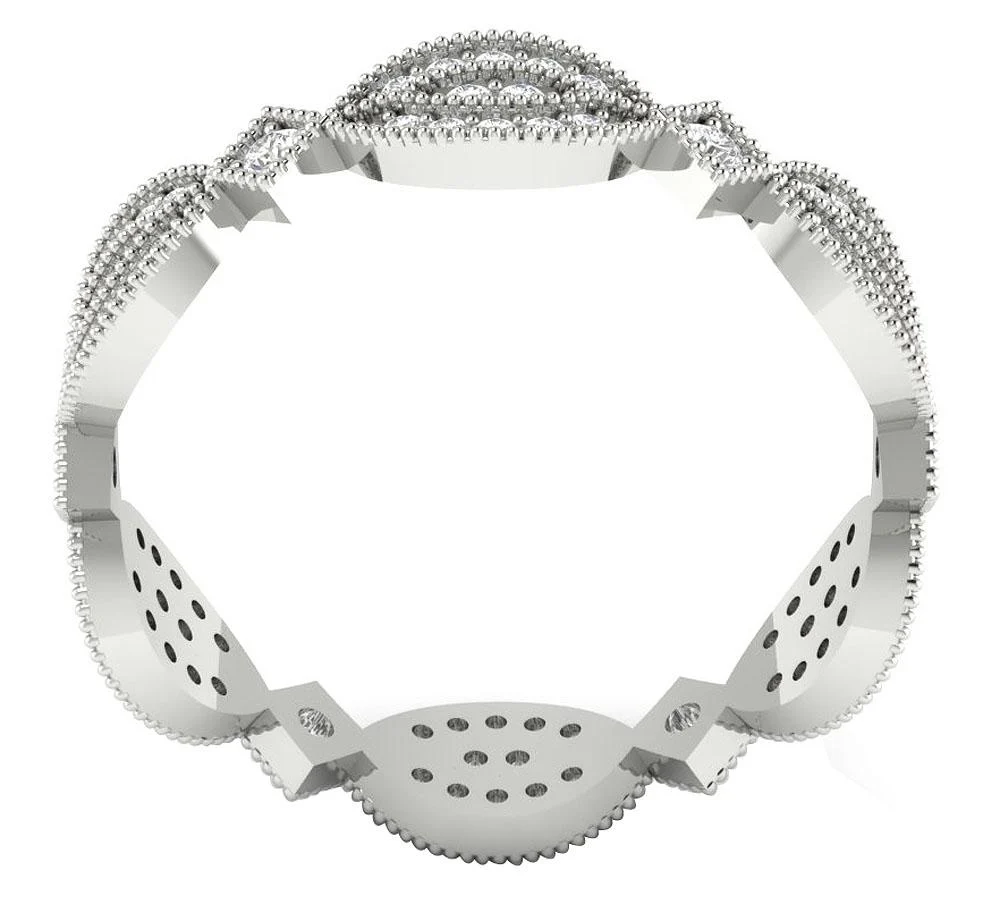The Bradley Designer Milgrain Natural Diamond Eternity Wedding Ring 14K White Gold - Image 5