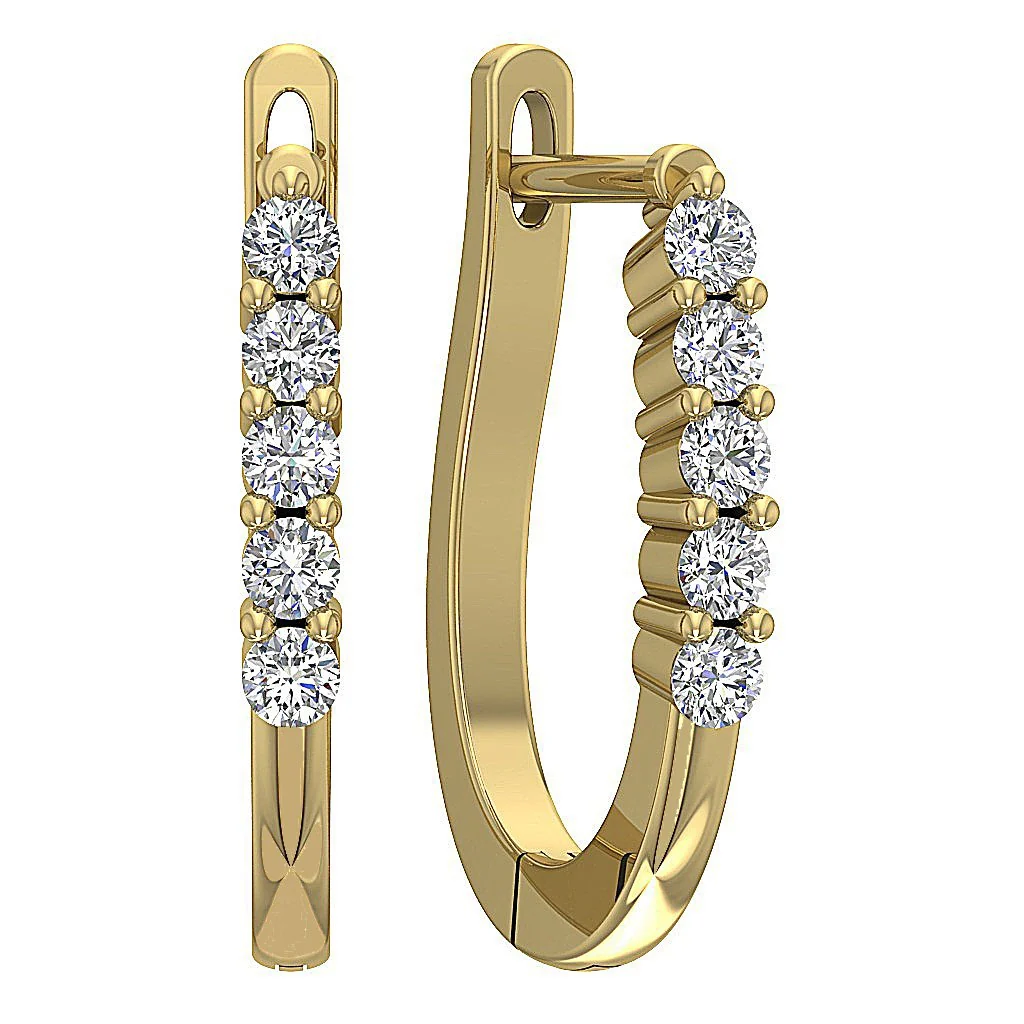 The Brady 14K White Gold Round Cut Diamond Small Hopp Earring Prong Set - Image 6