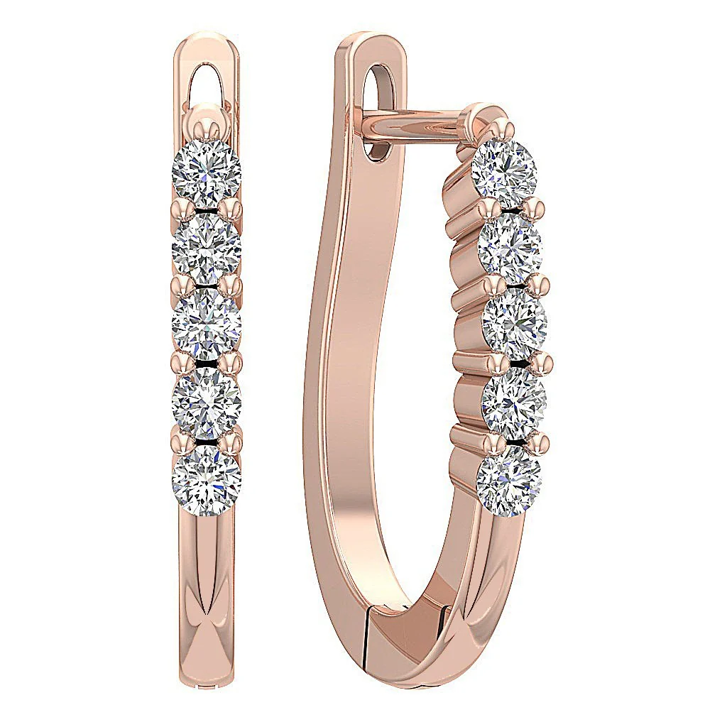 The Brady 14K White Gold Round Cut Diamond Small Hopp Earring Prong Set - Image 8
