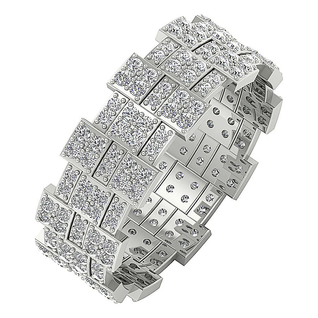 The Brady Infinite Three Eternity Wedding Ring Natural Diamond 14K Solid Gold 7.40 mm - Image 4