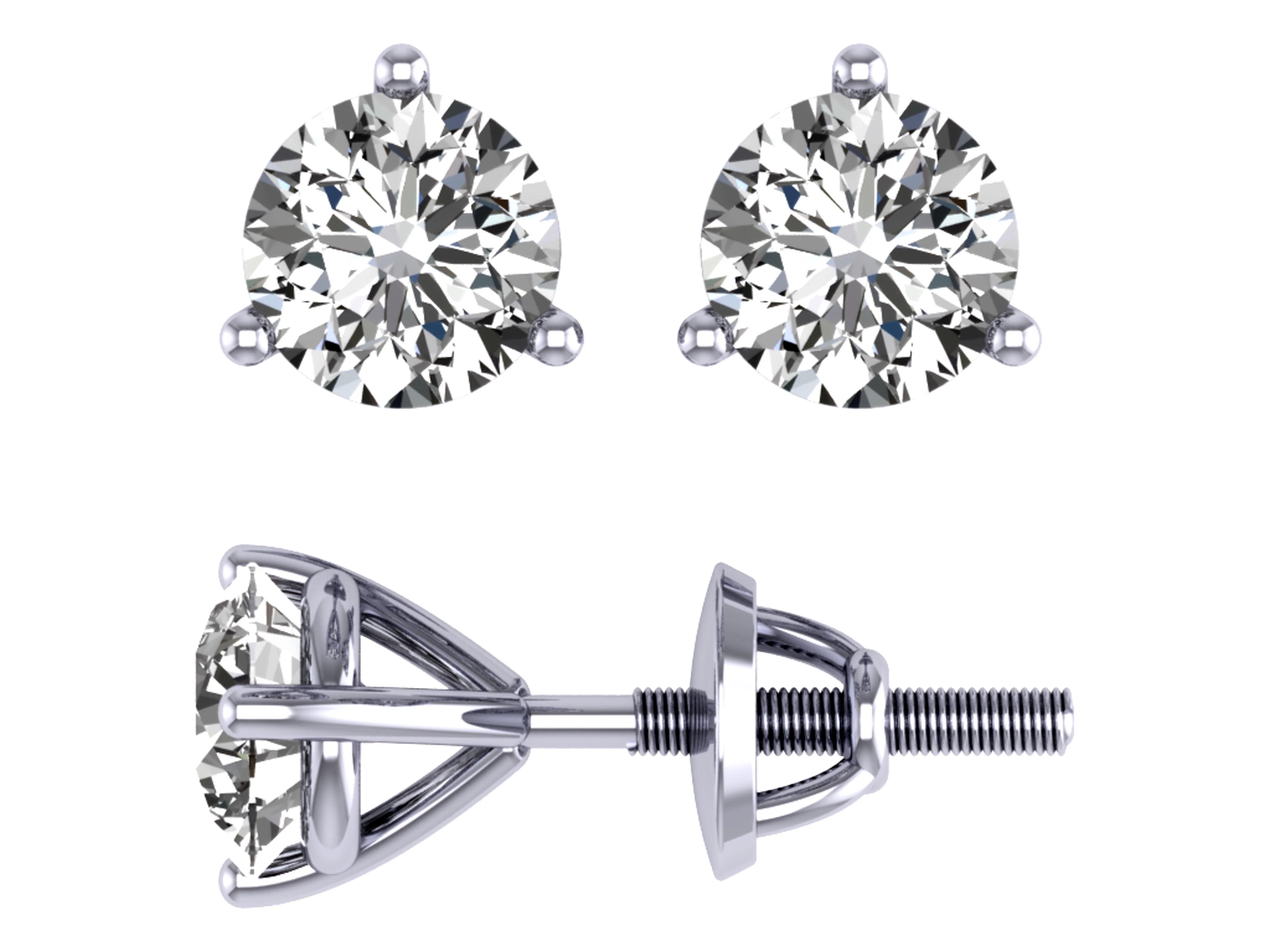 The Brandon Sparkly Natural Solitaire Diamond Stud Earring 14K Solid Gold 4.90MM