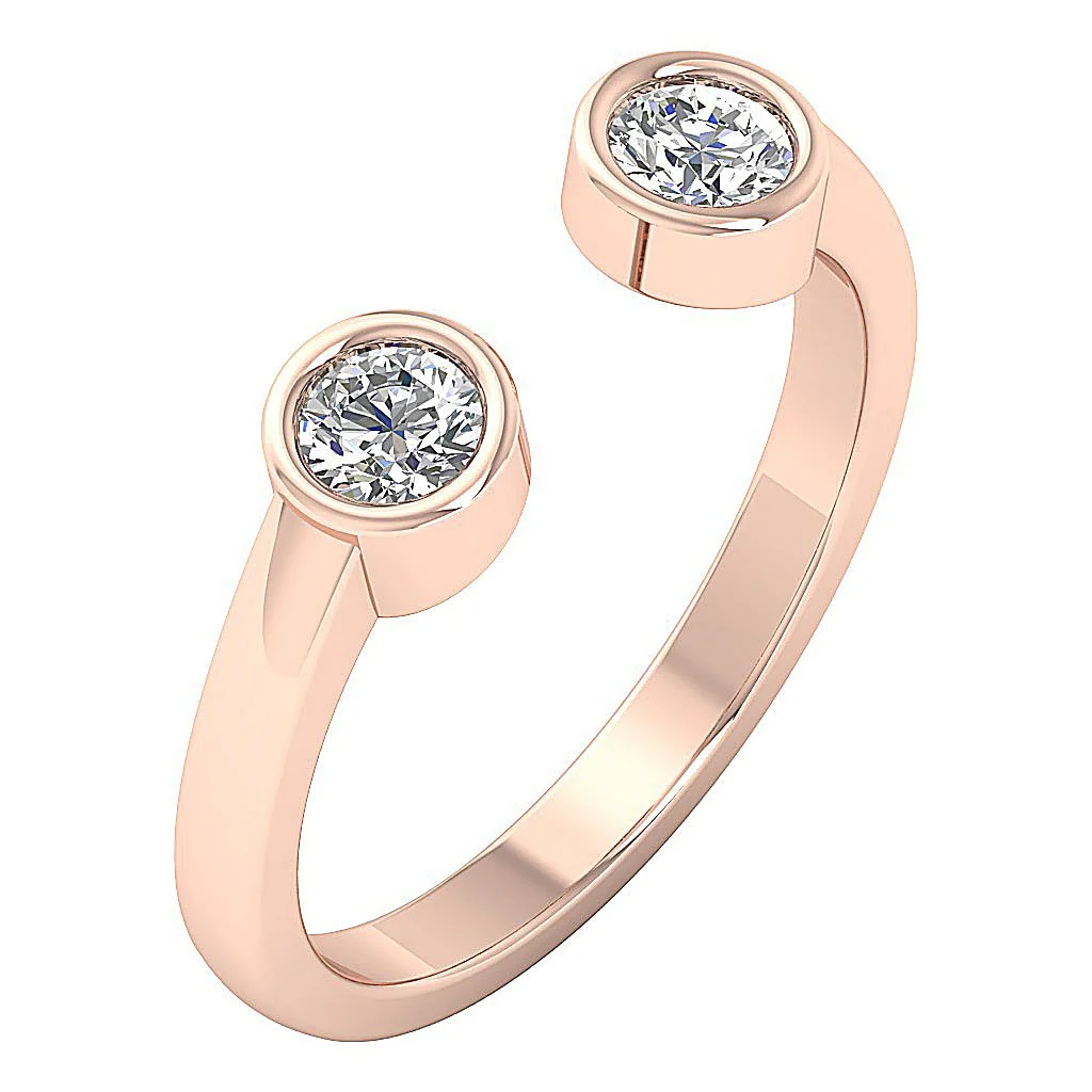 The Brandon Open Bezel Set Round Diamond 14K Solid Gold Anniversary Wedding Ring - Image 3