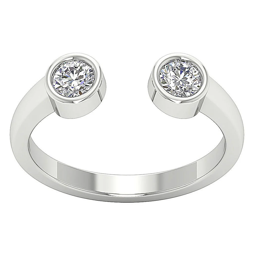 The Brandon Open Bezel Set Round Diamond 14K Solid Gold Anniversary Wedding Ring - Image 5