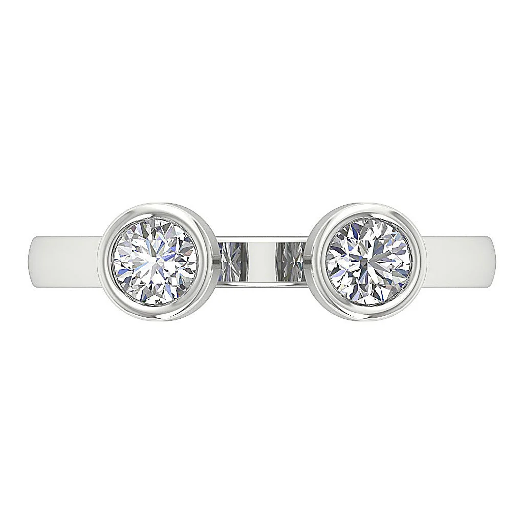 The Brandon Open Bezel Set Round Diamond 14K Solid Gold Anniversary Wedding Ring - Image 6