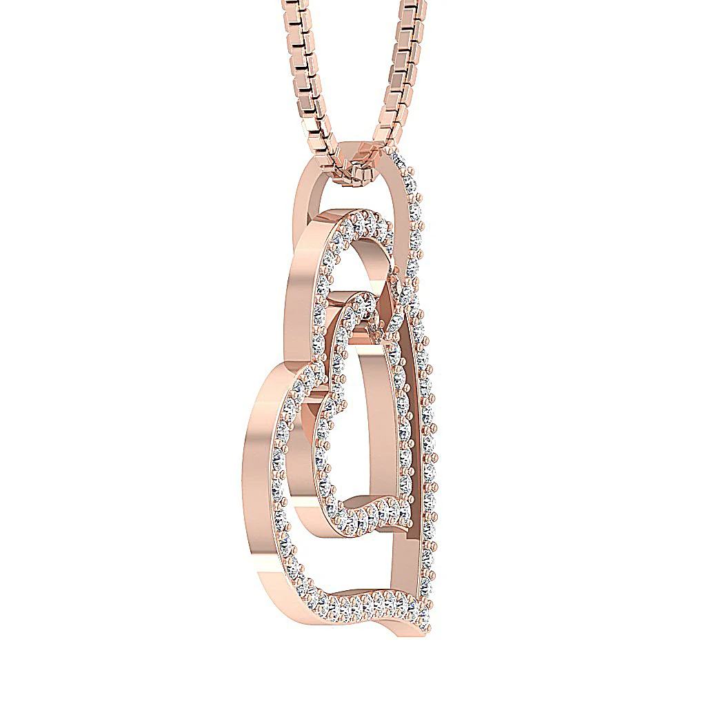 The Brantley Beautiful Double Heart Natural Diamond Pendant 1.18 Inch 14K Solid Gold - Image 9