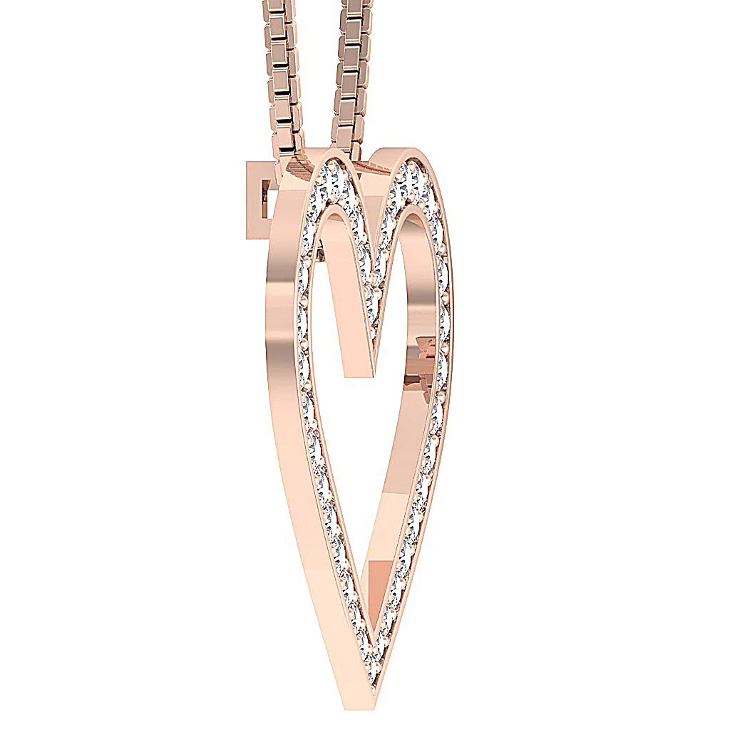 The Braxton Classsic 14k Rose Gold Natural Diamond Heart Pendant Prong Set - Image 6
