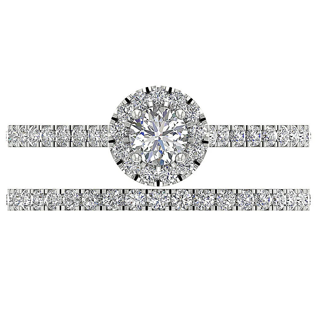 The Braxton Prong Set Natural Diamond Halo Bridal Anniversary Ring Set For Women - Image 5