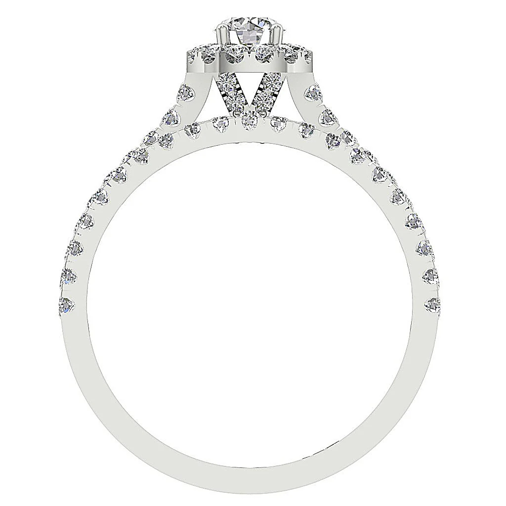 The Braxton Prong Set Natural Diamond Halo Bridal Anniversary Ring Set For Women - Image 6