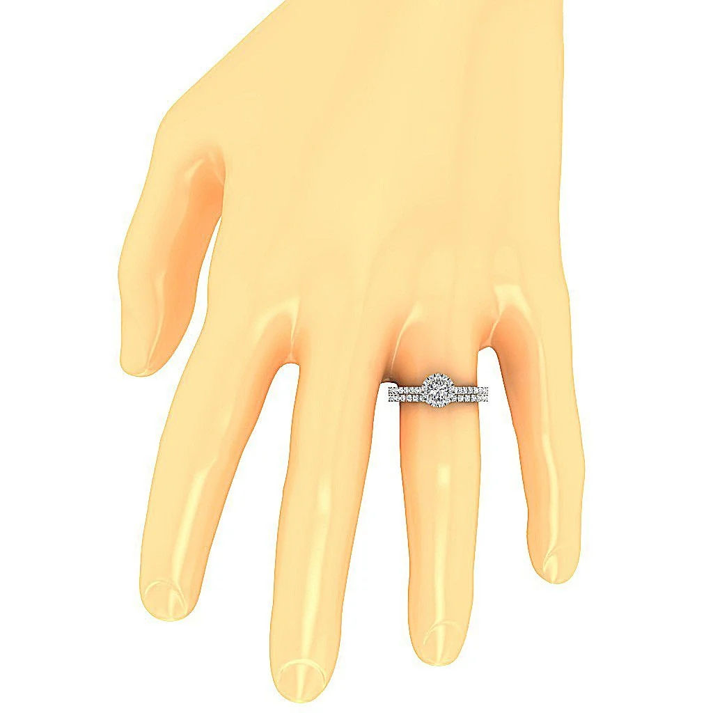 The Braxton Prong Set Natural Diamond Halo Bridal Anniversary Ring Set For Women - Image 7