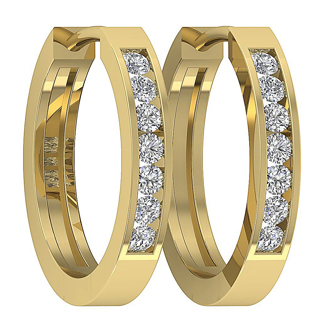 The Brayden Sparkly Round Diamond 14K Solid Yellow Gold Hoop Earring For Her - Image 10