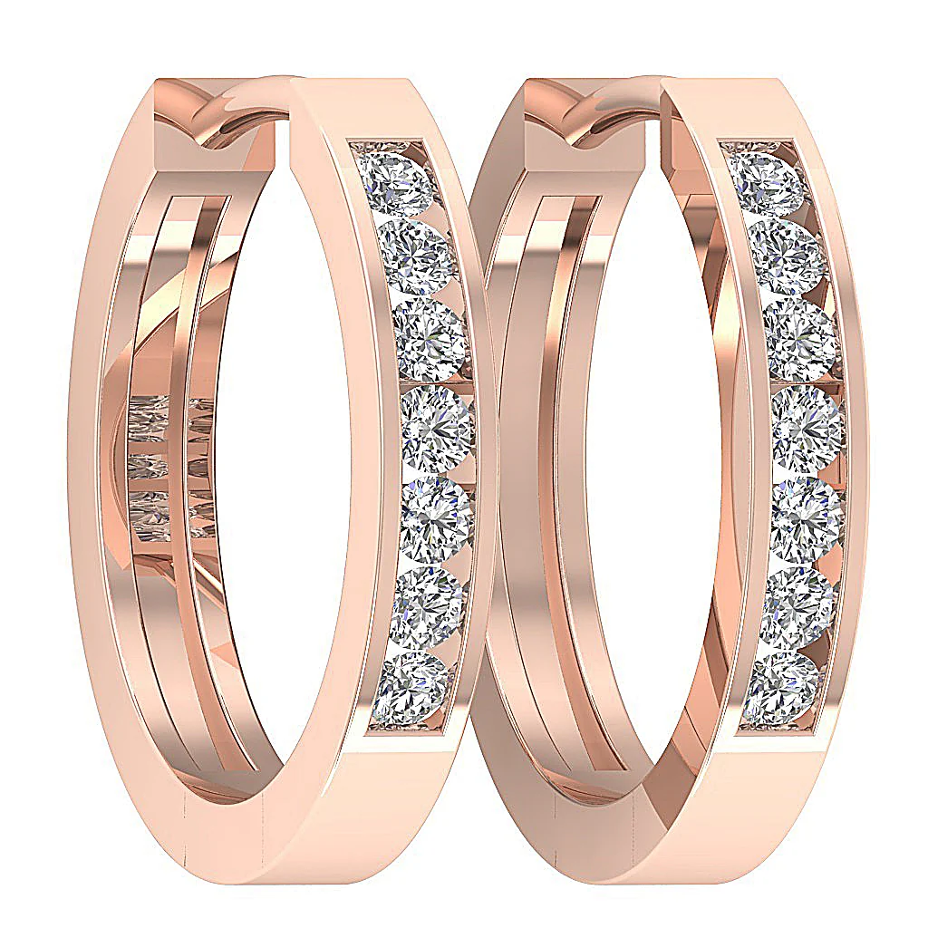 The Brayden Sparkly Round Diamond 14K Solid Yellow Gold Hoop Earring For Her - Image 12