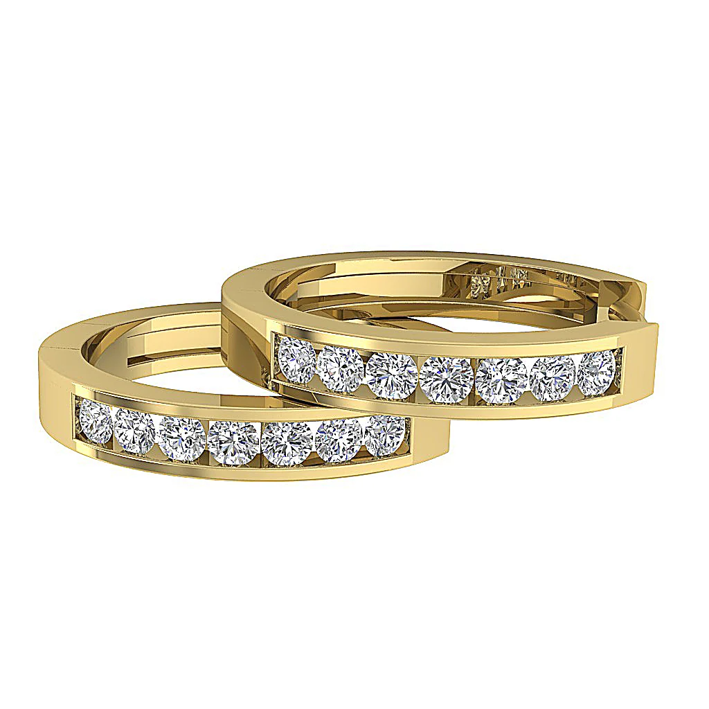 The Brayden Sparkly Round Diamond 14K Solid Yellow Gold Hoop Earring For Her - Image 13