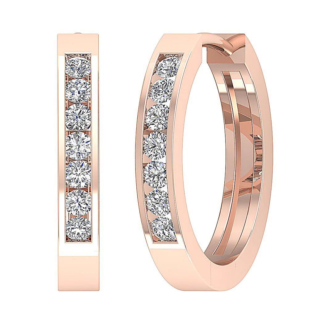 The Brayden Sparkly Round Diamond 14K Solid Yellow Gold Hoop Earring For Her - Image 3
