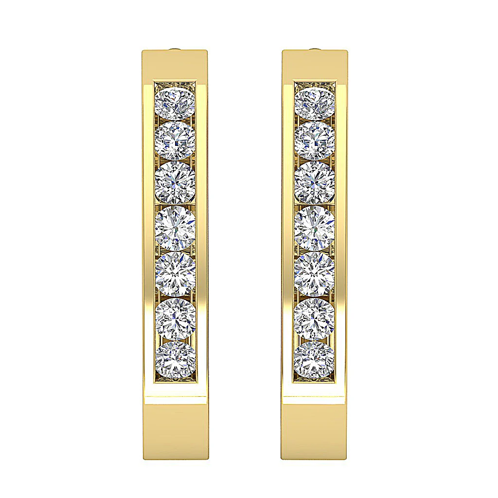 The Brayden Sparkly Round Diamond 14K Solid Yellow Gold Hoop Earring For Her - Image 4