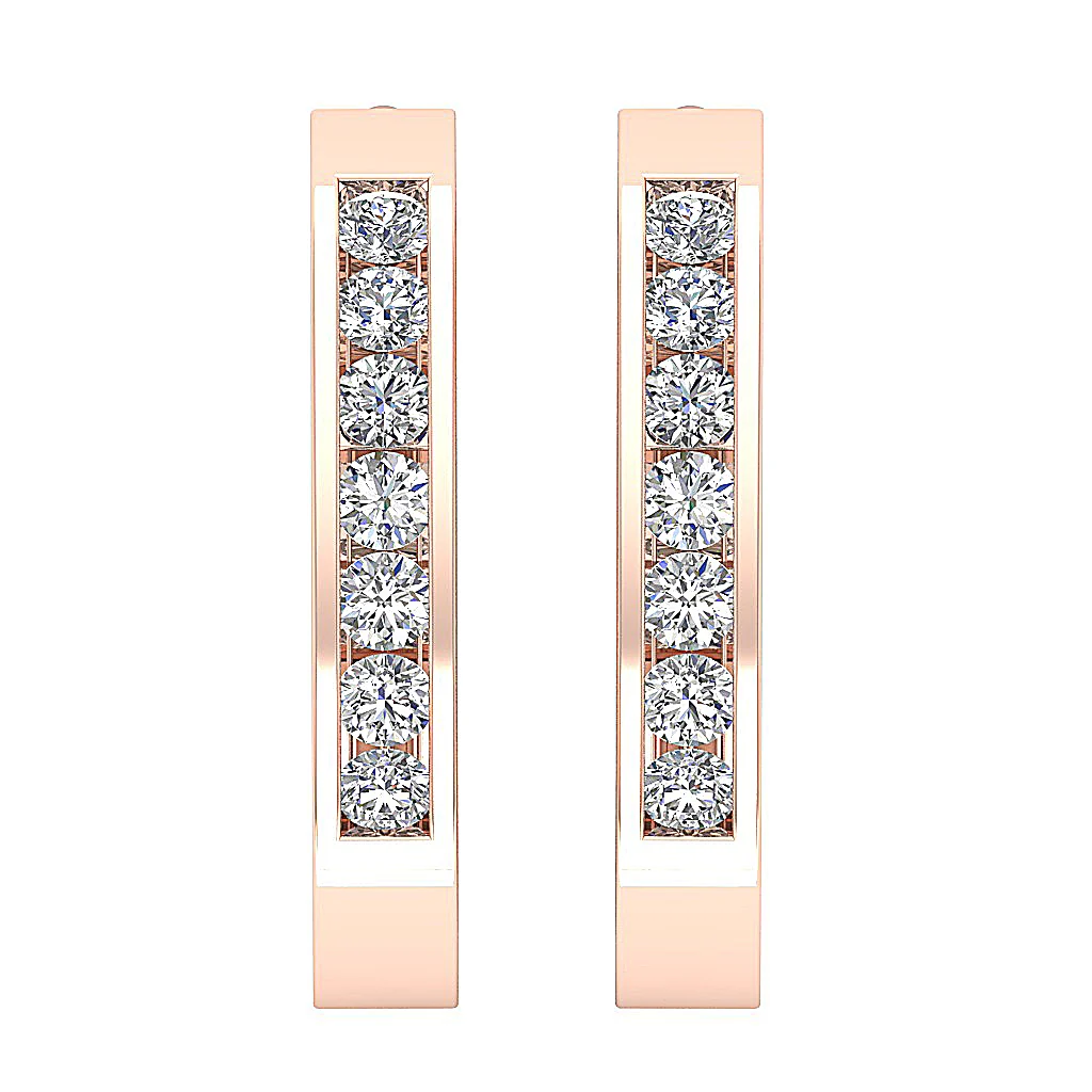 The Brayden Sparkly Round Diamond 14K Solid Yellow Gold Hoop Earring For Her - Image 6