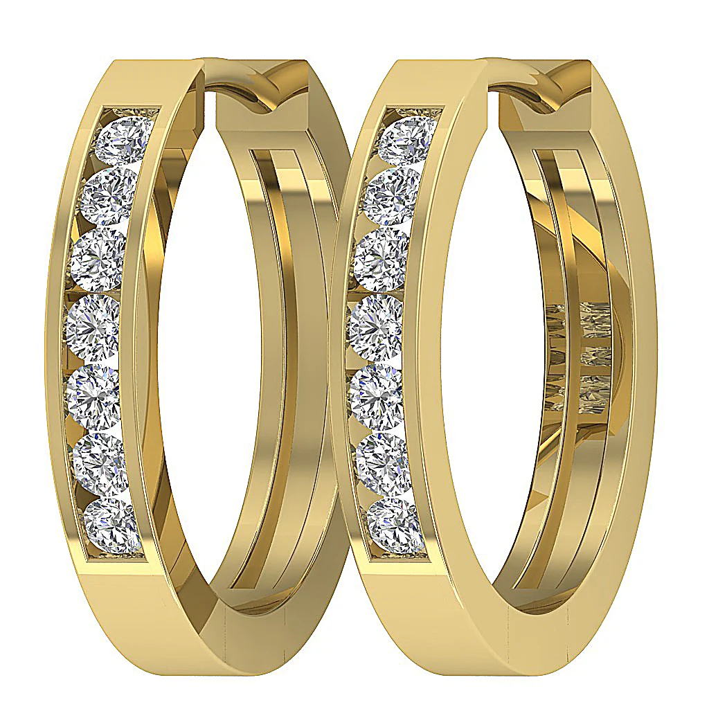 The Brayden Sparkly Round Diamond 14K Solid Yellow Gold Hoop Earring For Her - Image 7