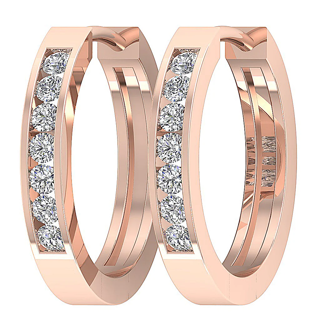 The Brayden Sparkly Round Diamond 14K Solid Yellow Gold Hoop Earring For Her - Image 9