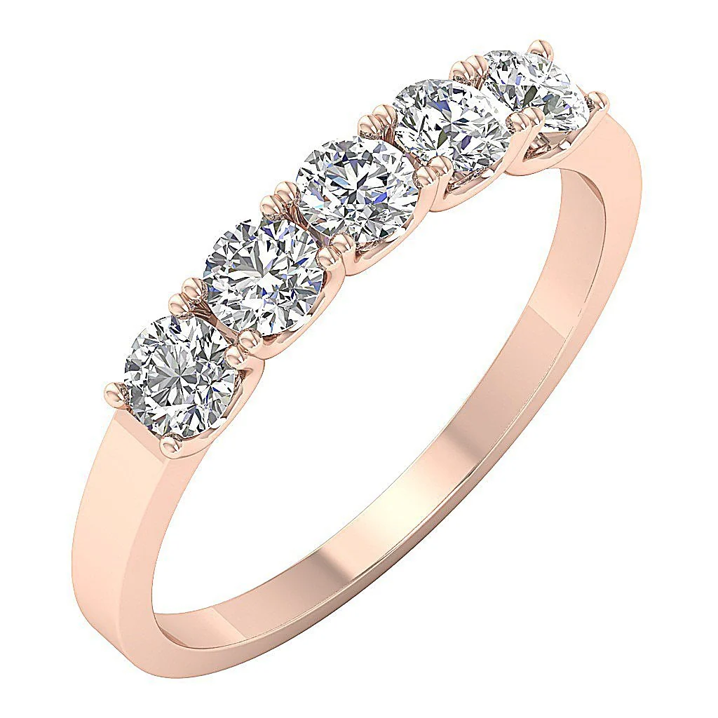The Braylen U Prong Five Stone Wedding Anniversary Ring Natural Diamond 14K White Gold - Image 3