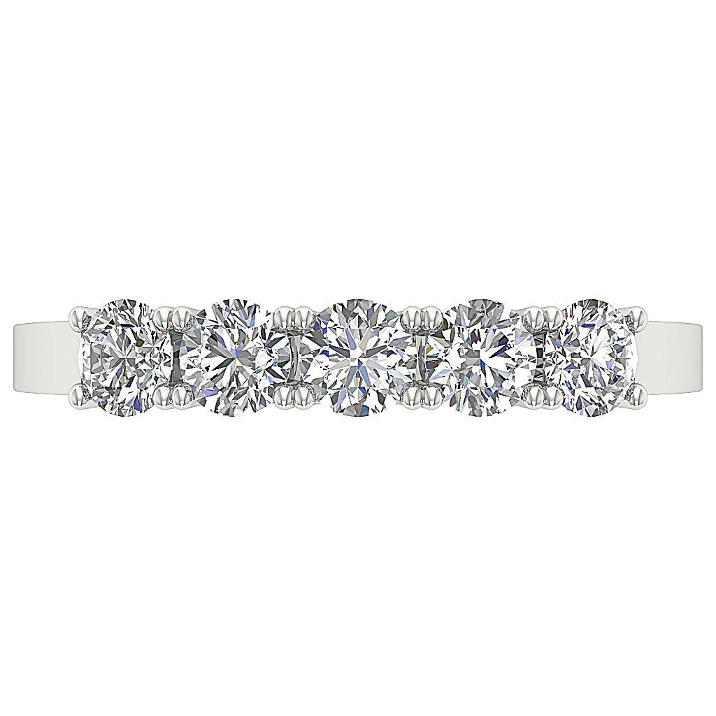 The Braylen U Prong Five Stone Wedding Anniversary Ring Natural Diamond 14K White Gold - Image 4