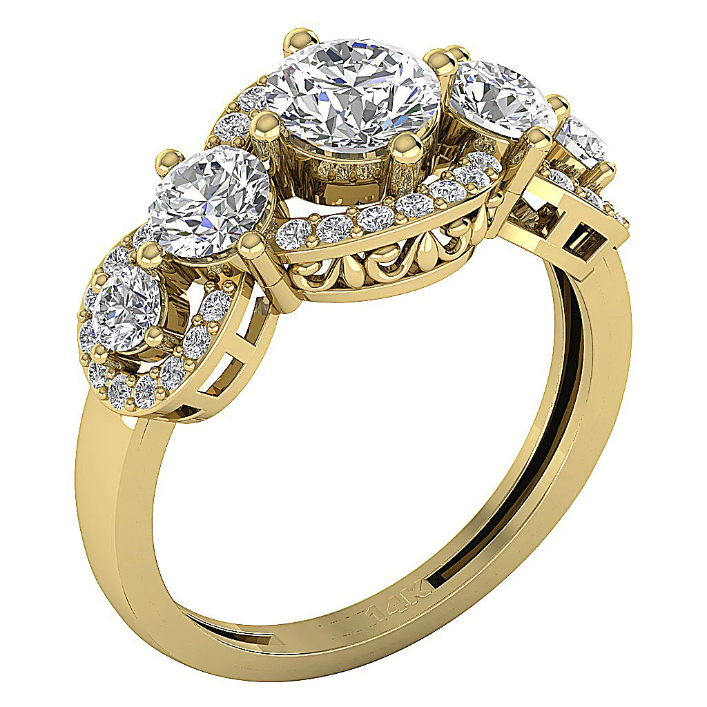 The Braylon Gorgeous Designer Genuine Diamond 14k Gold Solitaire Engagement Ring - Image 3