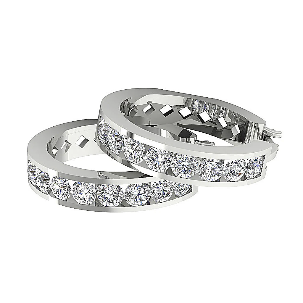 The Brian Gorgeous Natural Round Diamond 14K Rose Gold Hopp Earring Channel Set - Image 15
