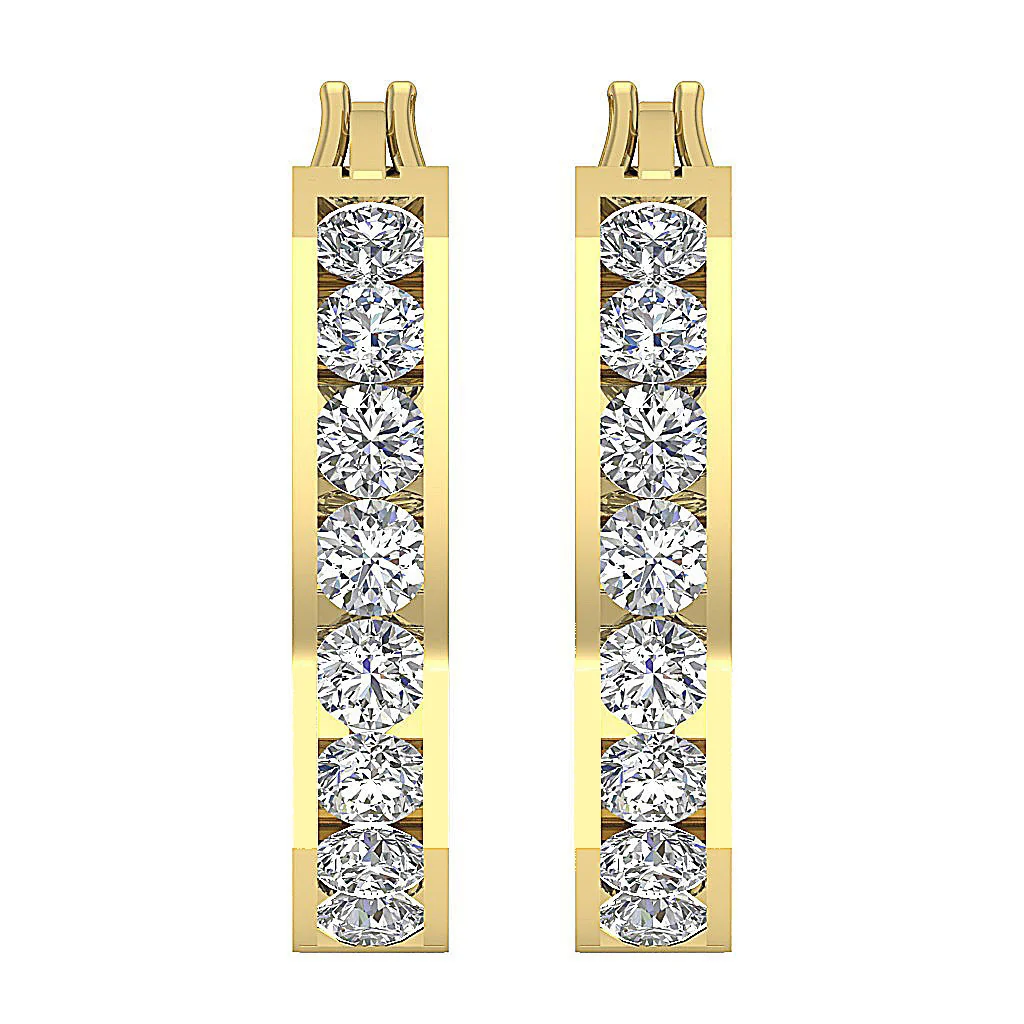 The Brian Gorgeous Natural Round Diamond 14K Rose Gold Hopp Earring Channel Set - Image 5