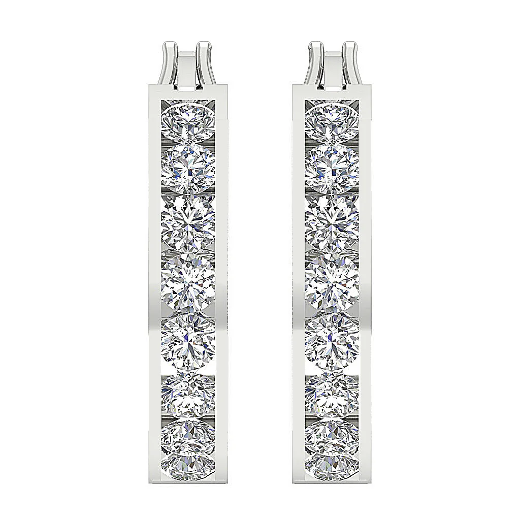 The Brian Gorgeous Natural Round Diamond 14K Rose Gold Hopp Earring Channel Set - Image 6