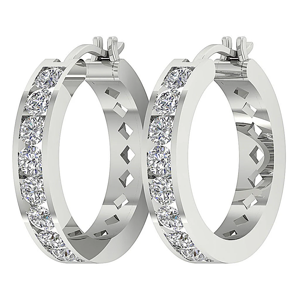 The Brian Gorgeous Natural Round Diamond 14K Rose Gold Hopp Earring Channel Set - Image 9