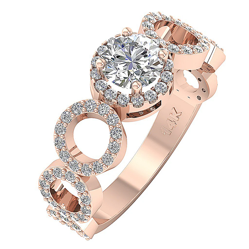 The Bridger Circle Designer Natural Diamond 14k Gold Prong Set Solitaire Engagement Ring - Image 2