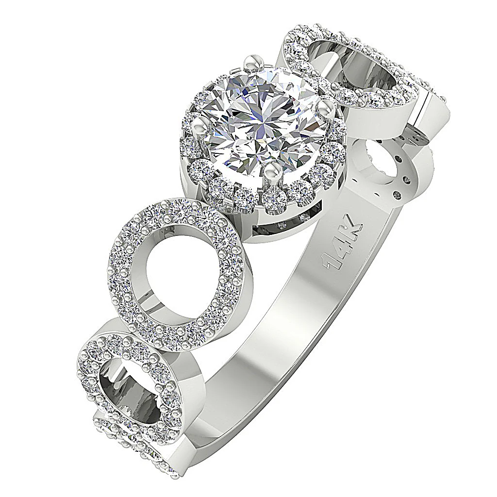 The Bridger Circle Designer Natural Diamond 14k Gold Prong Set Solitaire Engagement Ring - Image 3
