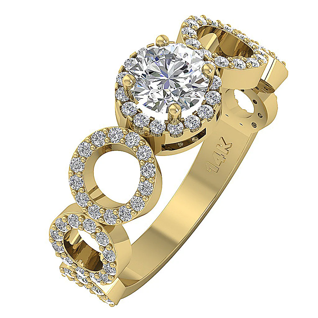 The Bridger Circle Designer Natural Diamond 14k Gold Prong Set Solitaire Engagement Ring - Image 4