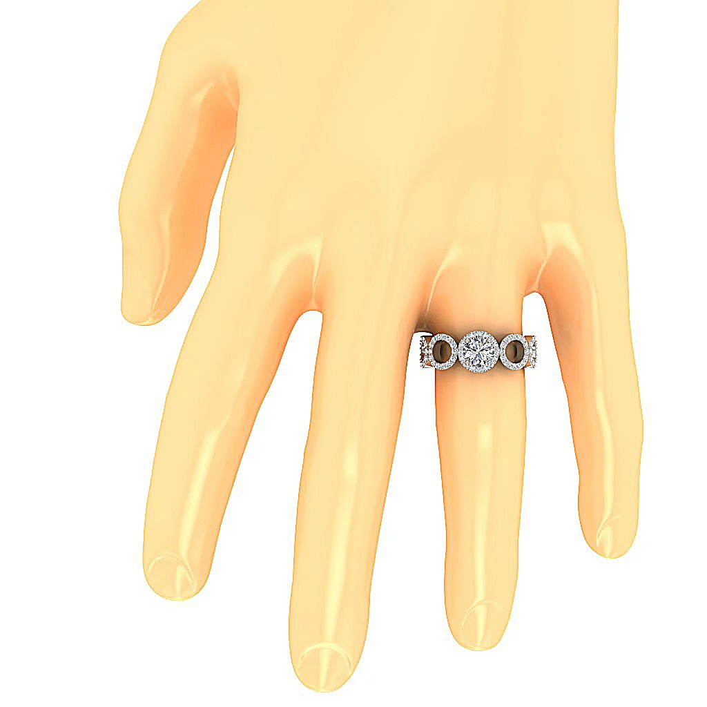 The Bridger Circle Designer Natural Diamond 14k Gold Prong Set Solitaire Engagement Ring - Image 7
