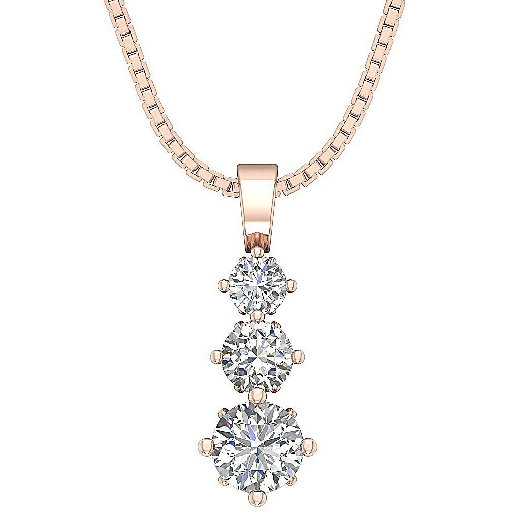 The Briggs 3 Stone Natural Diamond 14k White Gold Prong Set Journey Pendant - Image 3