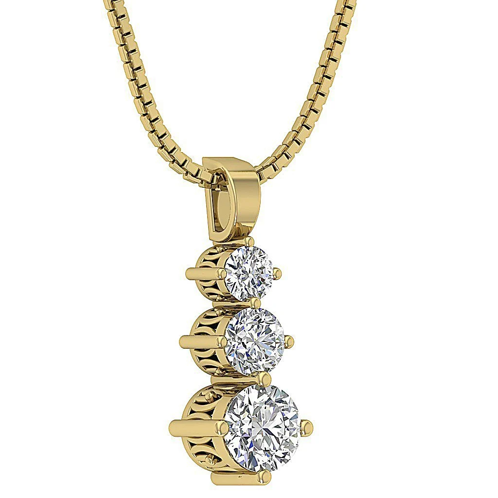 The Briggs 3 Stone Natural Diamond 14k White Gold Prong Set Journey Pendant - Image 5