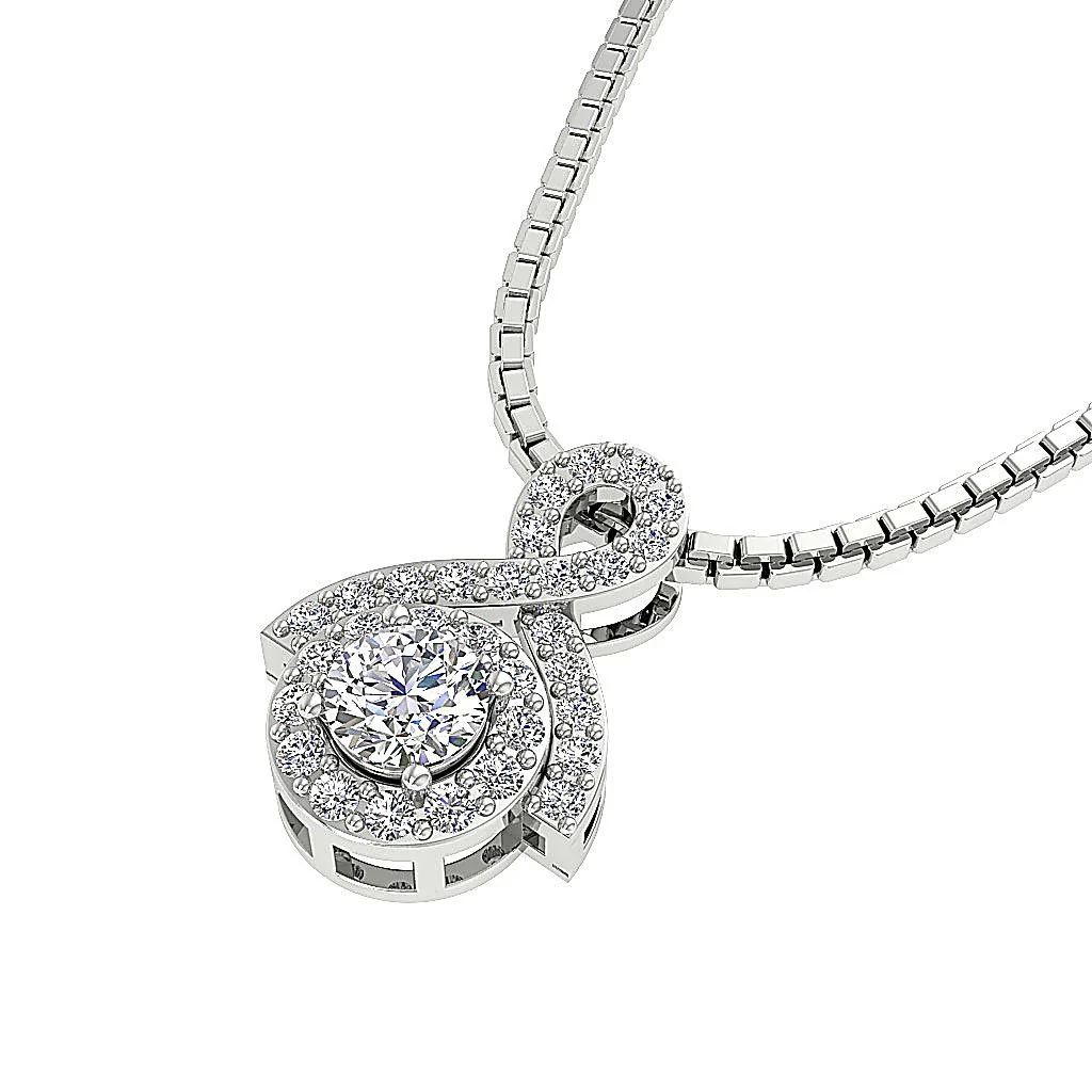 The Brody Classsic Round Diamond Halo Fashion Pendant White Yellow Rose Gold - Image 6