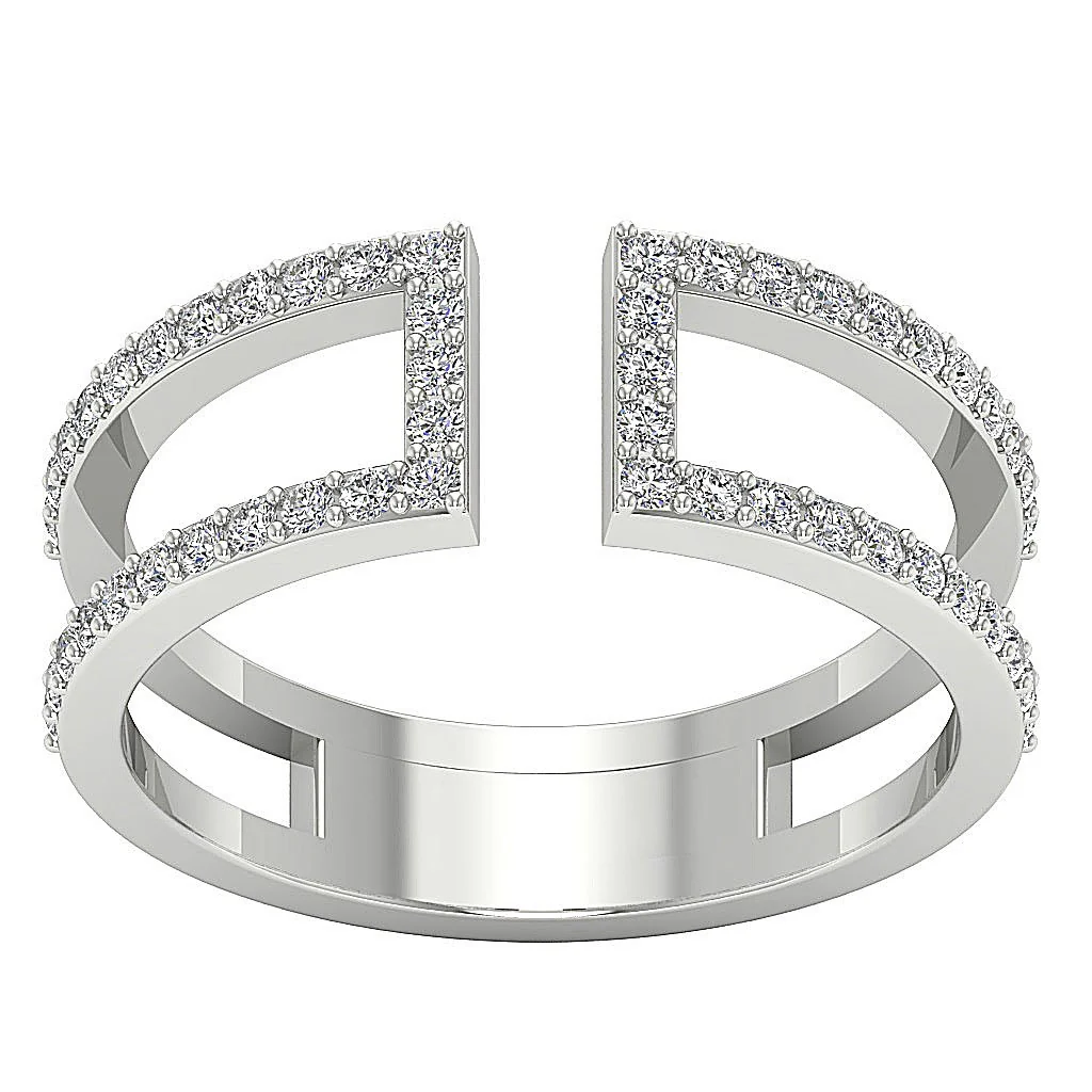 The Brody Fancy Open Wedding Ring Natural Diamond White Gold Band 7.30 mm