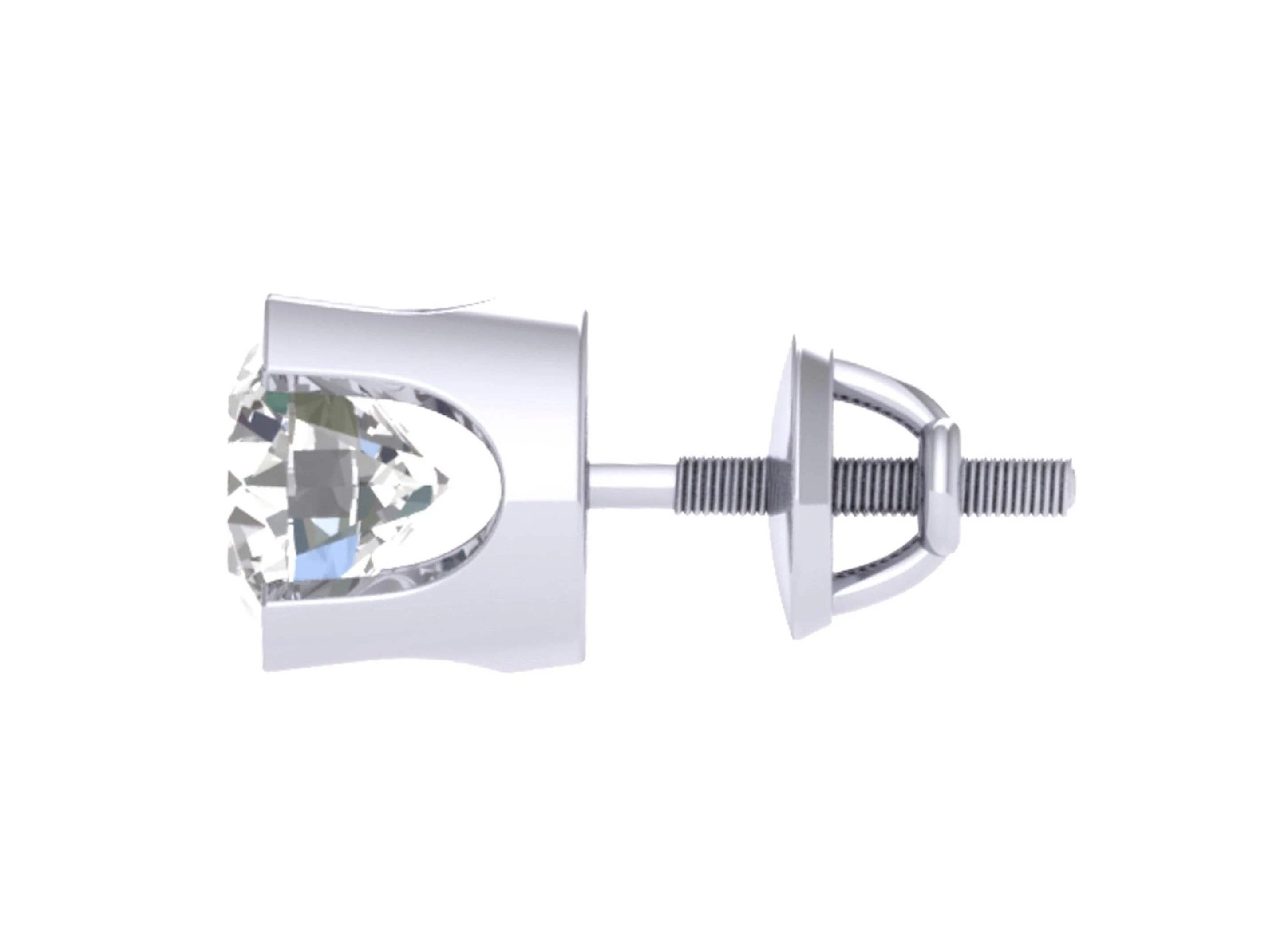 I1 G 0.40Ct Natural Diamond Solitaire Studs Earrings 14K White Gold Appraisal U Prong Set - Image 3